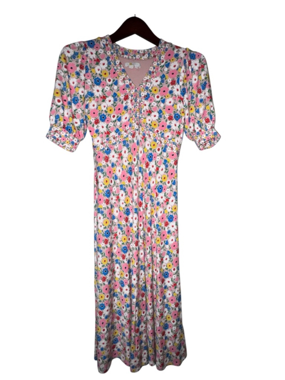 Boden V-Neck Floral Maxi Dress | UK 10 US 6R | Puff Sleeve Cottagecore